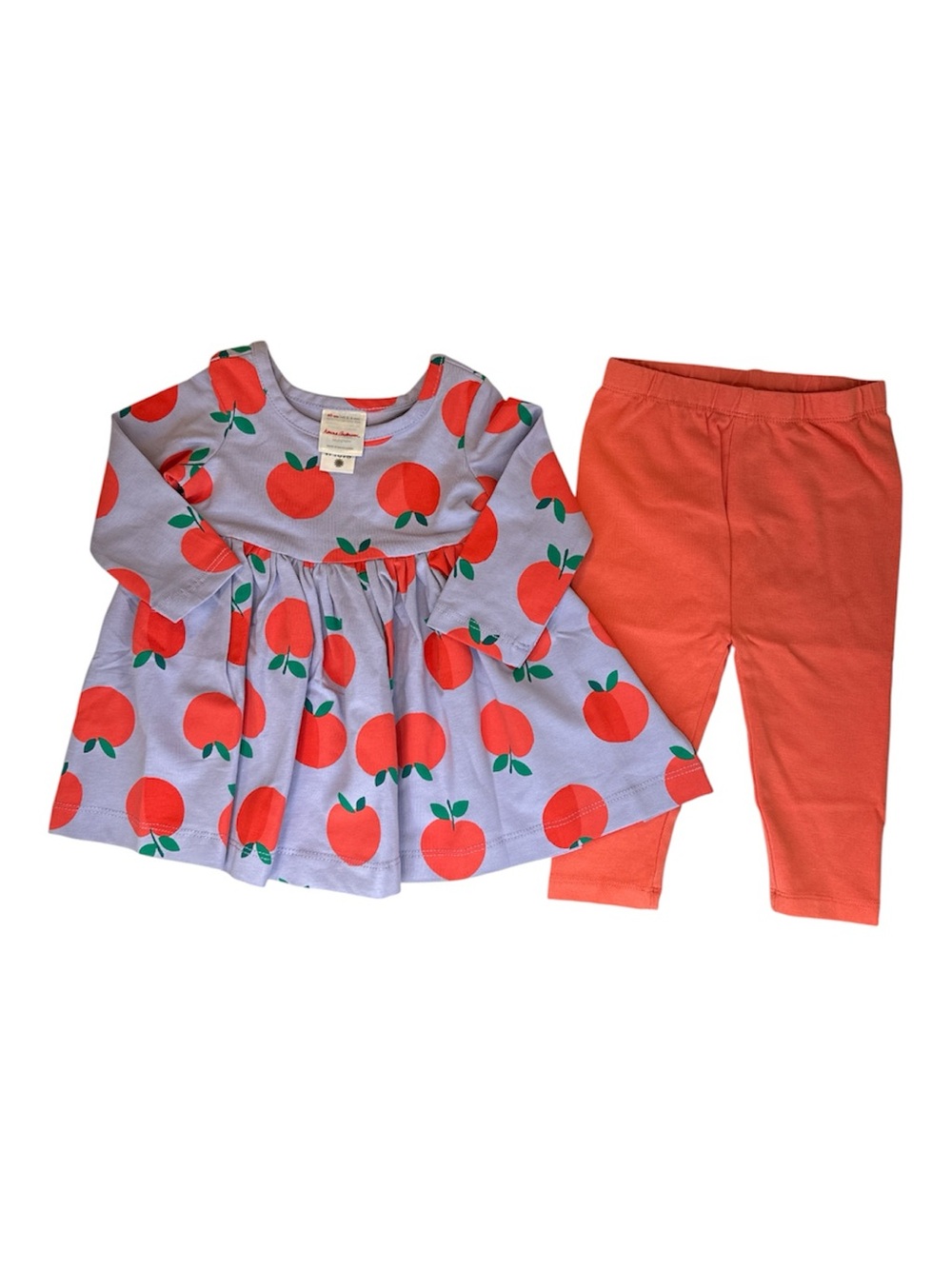 Hanna Andersson 3-6m, 60cm Apple Print Top, Matching Pants. Purple Play Dress